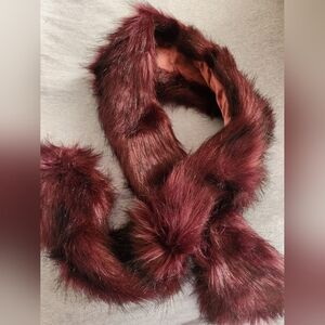 Francesca's Collections Rich Maroon Faux Fur Scarf